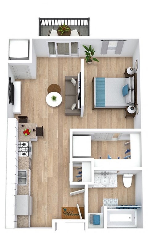 Floor plan for studio, 1 bath, 565 sqft